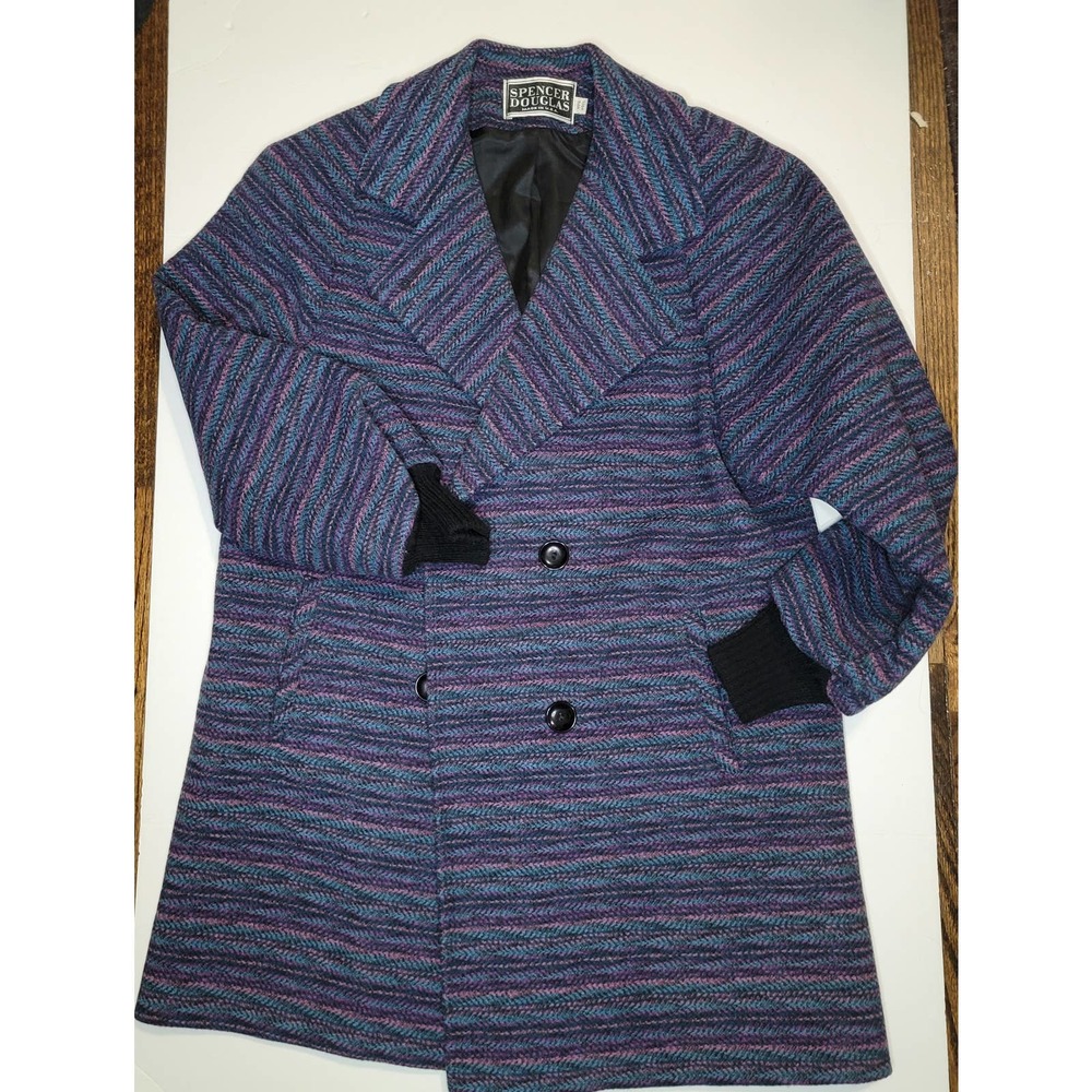 Vintage 1980s Spencer Douglas 100% Wool Tweed Peacoat,
